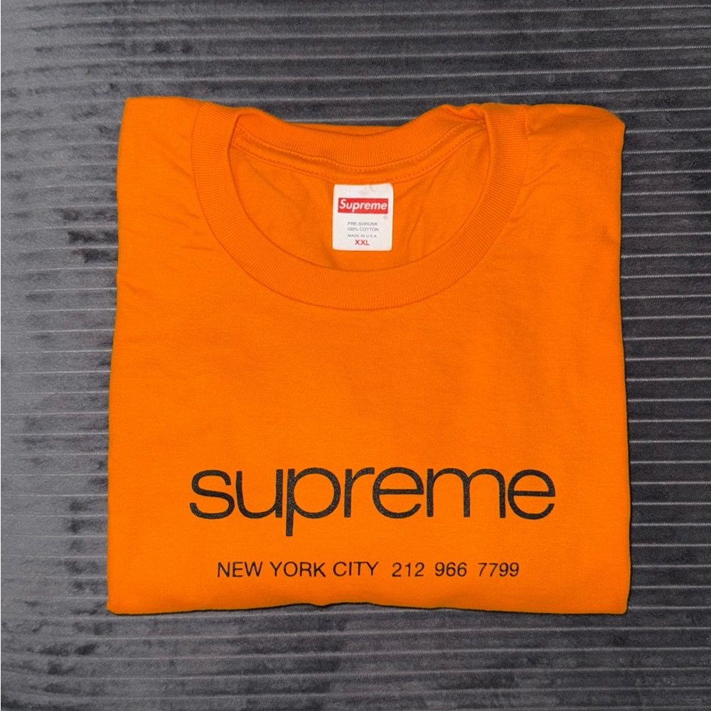 Supreme Shop Tee Shirt in Orange, short sleeve